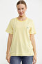 Combed Cotton T-Shirt with Striped Embroidery Detail - Yellow - 2