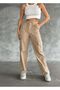 Beige Cargo Pocket Women's Wide Leg Summer Pants Super High Waist Collects and Comfortable Hijab Pants - 2