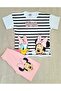 Striped Salmon Shorts Girls' Top and Bottom Set - 3