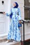 Patterned Hijab Dress Blue 514 - 4