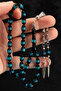 Men's Barley Cut Turquoise Vernier Powder Amber Rosary