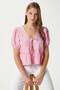 Women's Amaya Lace-Up Pink Woven Shirt - 3