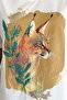 Women's White V-Neck Large Size Cat Sequin Sequin Embroidered 100% Cotton Large Size T-Shirt - 3