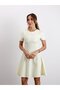 Women's Short Sleeve Bias Yellow Bell Dress - 5