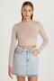 Women's Slim Fit Slim Fit Long Sleeve Crew Neck Beige Blouse - 4
