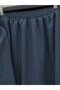 Linen suit with lace front and elastic waist skirt -indigo - 4