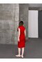 Women's Gathered Zero Sleeve Heart Button Detailed Stylish Dress - 3