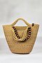 Liora Stylish Straw Bag with Natural Wood Bead Detail - 2