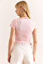 Women's Pink Square Neck Crop Interlock Blouse Blz-19002965 - 6