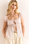 Women's Ecru Lilac Collar Lace Detailed Viscose Blouse Blz-19002974 - 3