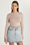 Women's Slim Fit Slim Fit Long Sleeve Crew Neck Beige Blouse - 2