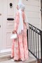 Patterned Hijab Dress Salmon 520 - 5