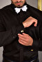 Men's Black Ancestor Collar Cotton Satin Slim Fit Shirt - 2