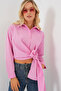 Women's Tie-Up Long Sleeve Shirt 20325 - Pink - 4