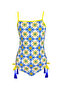Strappy Tile Patterned Tassel Detailed Girl's Swimsuit by Nessi Byrd