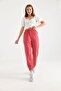 Pink High Waist Soft Knitted Sweatpants with Elastic and Tie Detail - 4