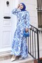Patterned Hijab Dress Cobalt Blue 532