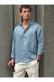 Men's Bian 100% Linen Shirt Blue - 3