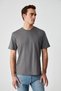 Solo Men's 100% Organic Cotton Thick Textured Comfort Fit Crew Neck Gray T-Shirt - 3