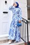 Patterned Hijab Dress Cobalt Blue 532 - 4