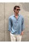 Men's Bian 100% Linen Shirt Blue - 8