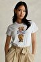 Women's Oversize Graphic Teddy Bear Patterned Casual White T-Shirt
