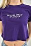 Purple Print Detailed Crop Blouse - 4
