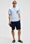 Sonora Men's Print Detailed 100% Organic Cotton Regular Fit Short Sleeve Blue T-Shirt - 2