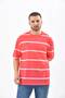 Red Crew Neck Striped T-Shirt - 5