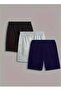 3 Pack Navy Blue-Black-Grey Bermuda Short Shorts - 2