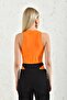 Orange Turtleneck Sleeveless Snap Body - 2