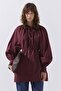 Front Tie Draped Voile Burgundy Shirt - 2