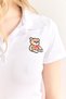 Women's White Polo Neck Teddy Bear Embroidered Crop T-Shirt Tsh-19000913 - 5
