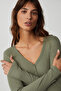 Kalanı Women's Long Sleeve Snap Fastener V-Neck Buttoned Mint Green Blouse - 5