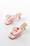 S-622 Pink Orchid Detailed Thin Heeled Women's Slippers - 3