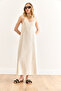 Women's Striped Stone Strap Adjustable Maxi Linen Content Dress Elb-19002425 - 2