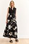 Women's Black White Sleeveless Slit Viscose Shirt Dress Elb-19002426 - 6