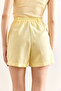 Women's Yellow Pocket Lined Washed Linen Shorts Şrt-19000056 - 6