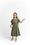 Robe Embroidered Linen Dress 2-7 Years Khaki Green
