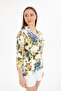 Women's Ecru Vibrant Color Floral Folded Viscose Shirt with Buttons - 4