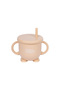 BabiesBasic Feeding Set, 6 Piece, Silicone Plate, Bowl, Bib, Spoon , Fork and 2 in 1 Cup - Beige - 7