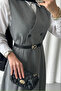Women's Very Stylish Buttoned Long Grey Vest - 5