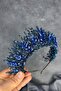 Indigo blue elisa design beaded bridal henna crown hair accessory - 6