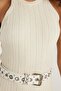 Women's Slim Fit Slim Fit Knitted Pattern Crew Neck Ecru Dress - 3