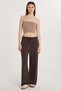 Women's Modal Fabric Regular Fit Normal Waist Double Pocket Waist Lace up Brown Sweatpants - 3
