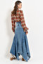 Blue Patchwork Long Denim Skirt - 3