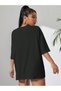 Women's Black Muscle Duck Printed Oversize T-Shirt - 2