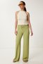 Textured Wide Leg Summer Knitted Trousers Caglia Green Lzv0009 - 3
