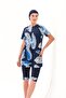 2256_Zipper Short Sleeve Leaf Patterned 4-Piece Suit Semi-Closed Hijab Sea/Pool Swimsuit - 5
