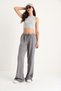 Women's Ice Gray Pocket Detailed Elastic Waist Tie Detailed Summer Lyocell Trousers Yp5424 60283375 - 4